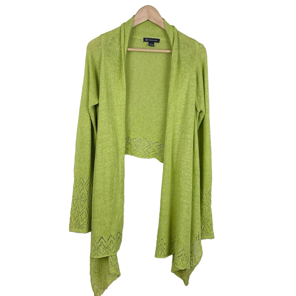 INC International Concepts Womens Linen Open Knit Cardigan Sz L Fairycore Eyelet